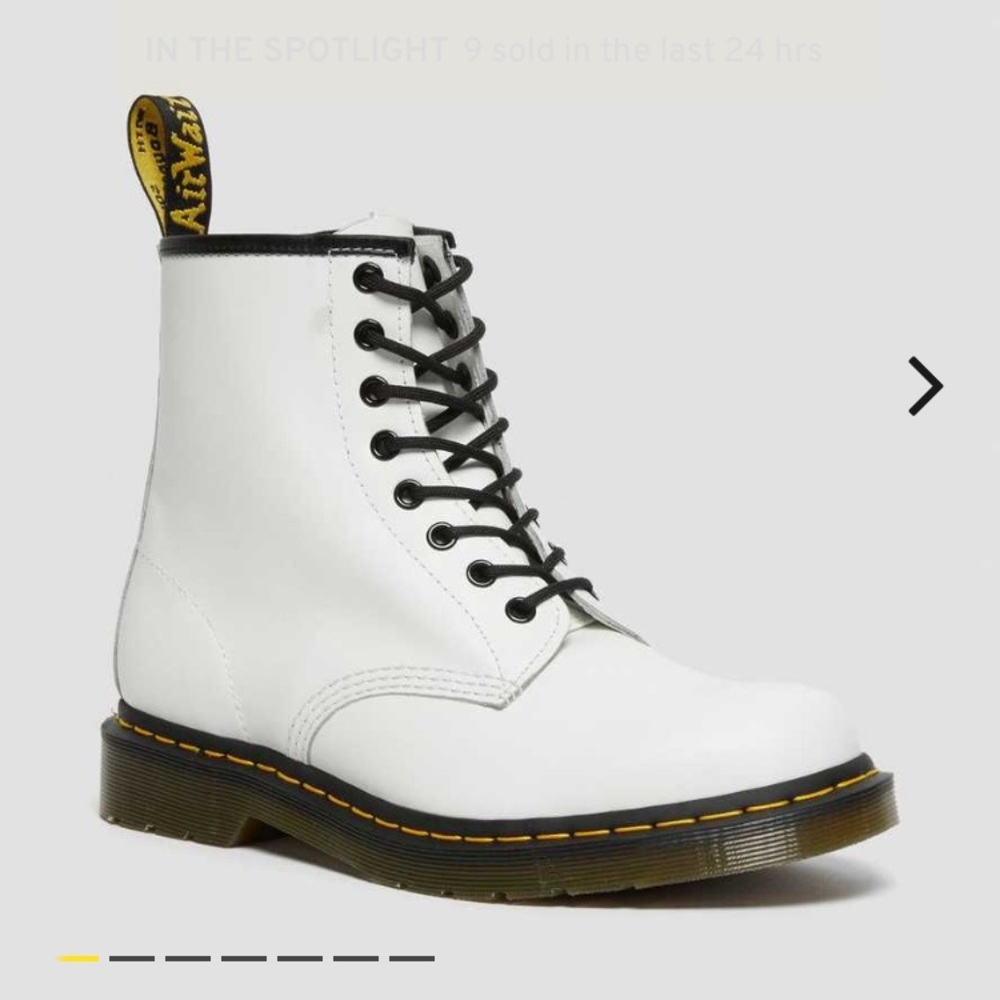 Doc Martens 1460 Smooth Leather Lace Up Boots - White, Womens Size 10
